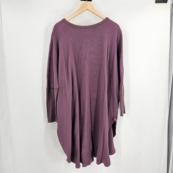 Blue Fish Tunic Dress Purple Waffle Knit Hand Painted Floral Oversized One Size - Picture 9 of 13